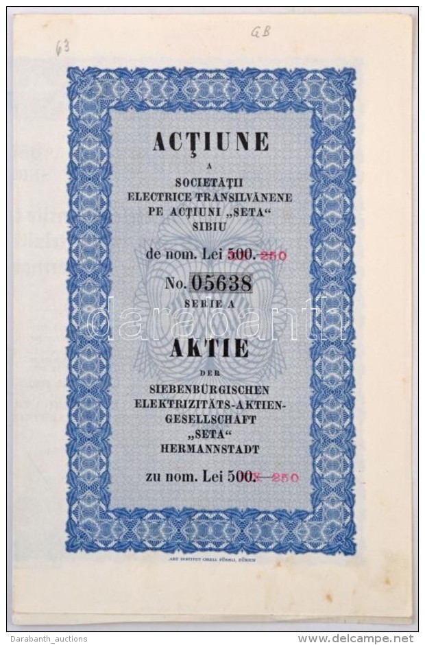 Románia / Nagyszeben 1930. 'Societatii Electrice Transilvanene Pe Actiuni 'Seta' Sibiu -... - Sin Clasificación