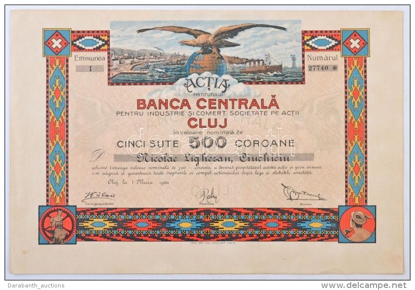Románia / Kolozsvár 1920. 'Banca Centrala Pentru Industrie Si Comert Societate Pe Actii Cluj... - Sin Clasificación