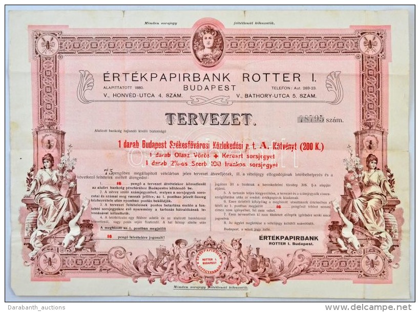 Budapest ~1930. 'Értékpapírbank Rotter I.' Tervezet KötvényrÅ‘l és... - Sin Clasificación