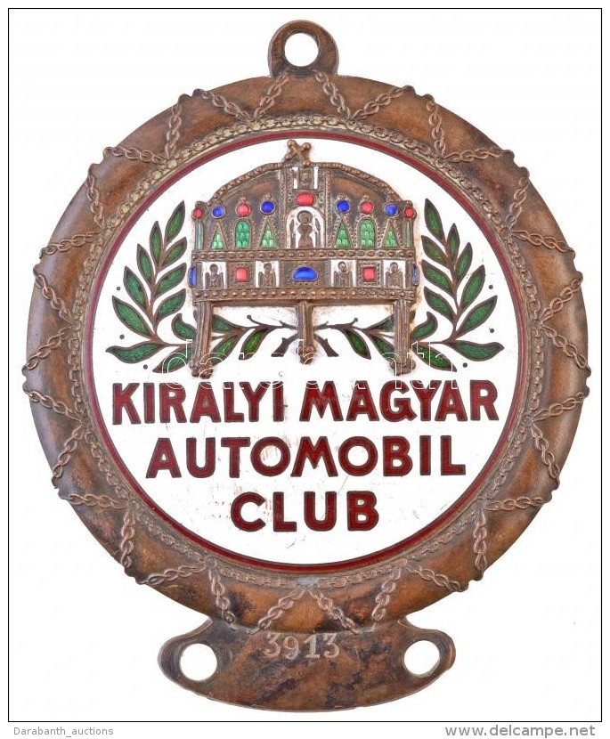 ~1930. 'Királyi Magyar Automobil Club' Zománcozott Br Autójelvény, '3913'... - Sin Clasificación