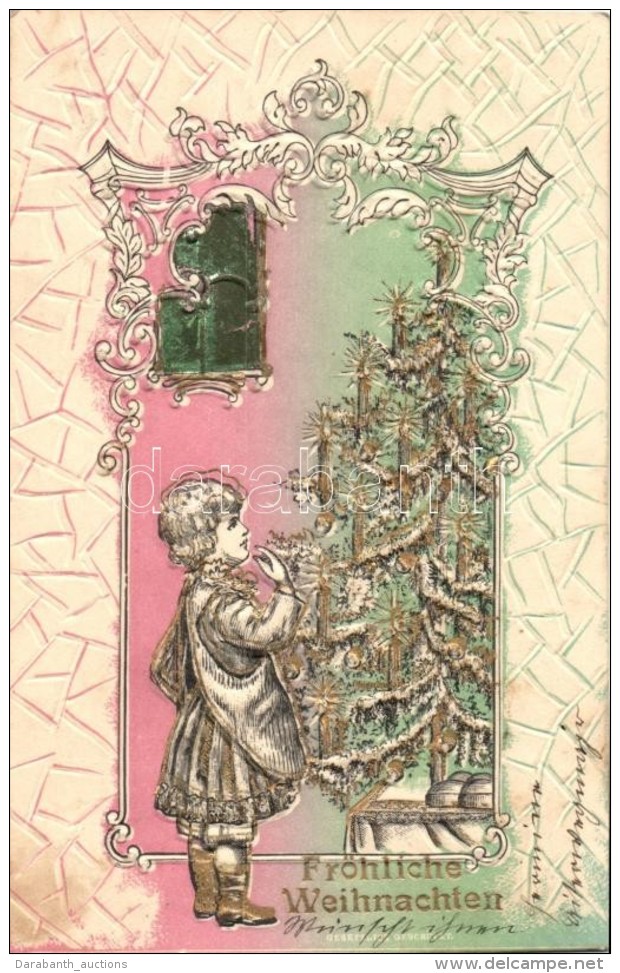 T2 Fröhliche Weihnachten / Christmas Greeting Card, Emb. Golden Decorated - Sin Clasificación