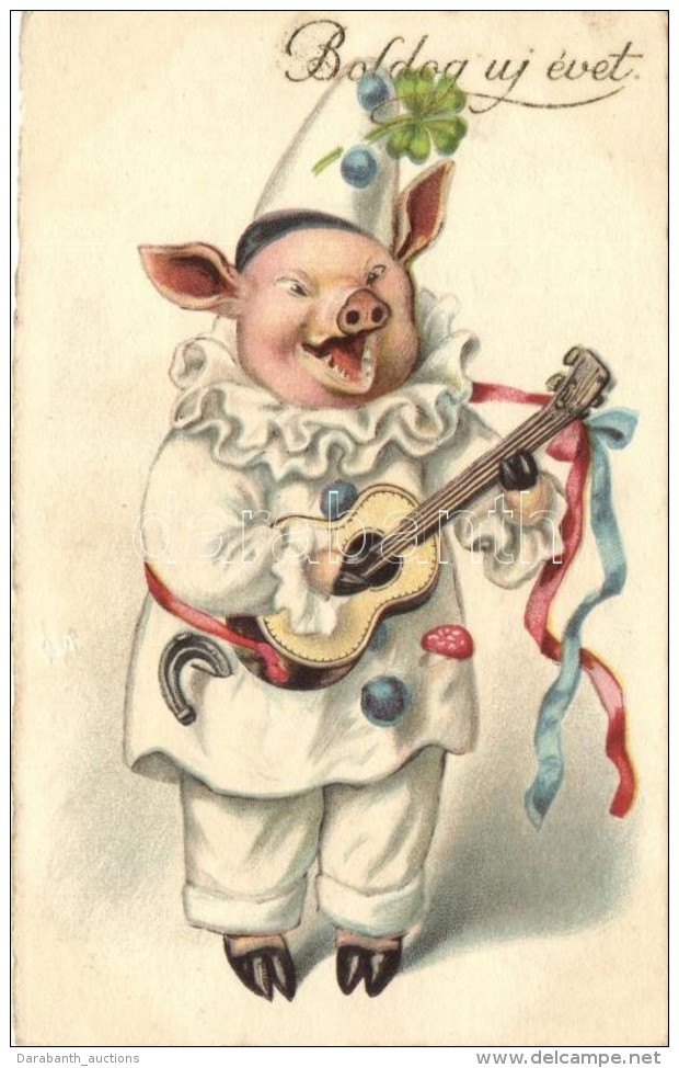 T2 Boldog Újévet / New Year, Pig Clown, Humour, WSSB 9695. Litho - Sin Clasificación