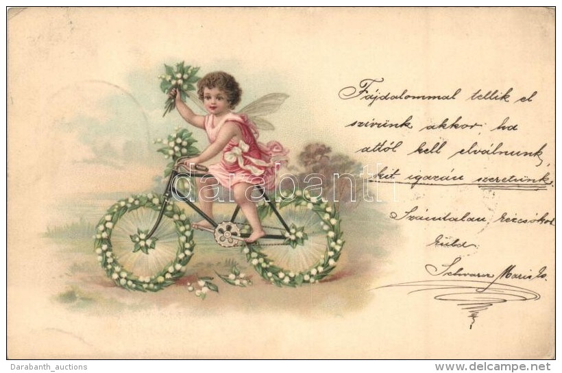 T2/T3 Angel On Bicycle, Greeting Card, Litho (EK) - Sin Clasificación