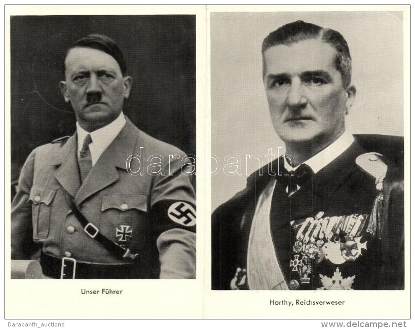 * T2 Unser Führer, Horthy Reichsverweser / Adolf Hitler, Horthy Miklós; Folding Card 'Reichsverweser... - Sin Clasificación
