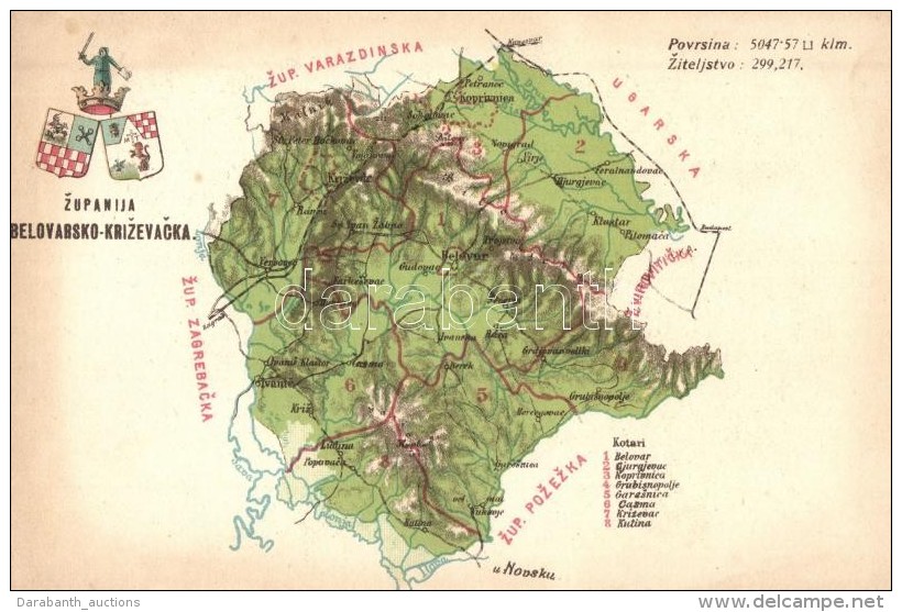 ** T2/T3 Belovár-KÅ‘rös Vármegye Térképe / Zupanija Belovarsko-Krizevacka / Map Of... - Sin Clasificación