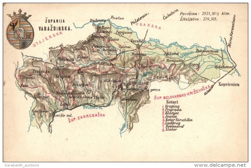 ** T1/T2 Varasd  Vármegye Térképe / Zupanija Varazdinska / Map Of Varasd County - Sin Clasificación