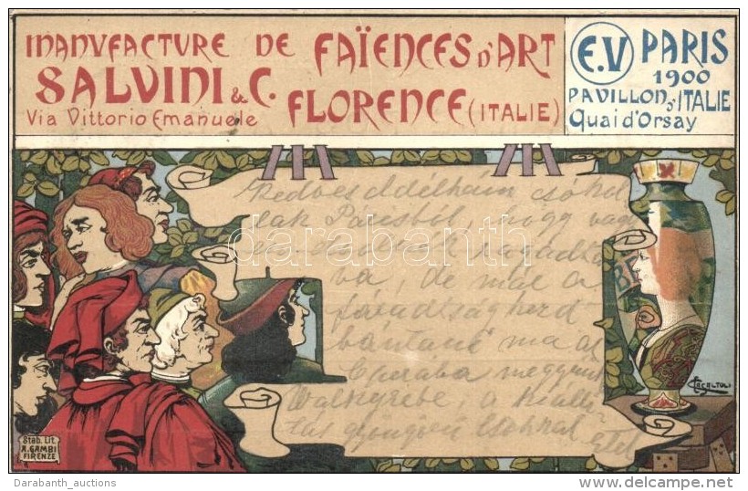 T2/T3 1900 Paris, Pavillon Italie, Quai D'Orsay. Manufacture De Fainces D'Art Salvini &amp; C. Florence / Italian... - Sin Clasificación