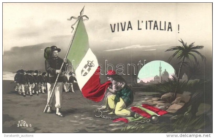 ** T1 Viva L'Italia! / Italian Propaganda Card For The Occupation Of Libya - Sin Clasificación