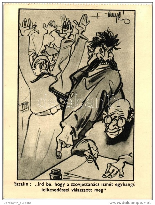 ** T1/T2 Sztálin-karikatúra, Szovjet-ellenes Grafikai Lap. 1919. Júniusi Bajtársak... - Sin Clasificación