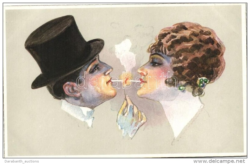 * T2 Italian Art Postcard. Smoking Couple, W.S.S.B. 6522/1., S: Usabal - Unclassified