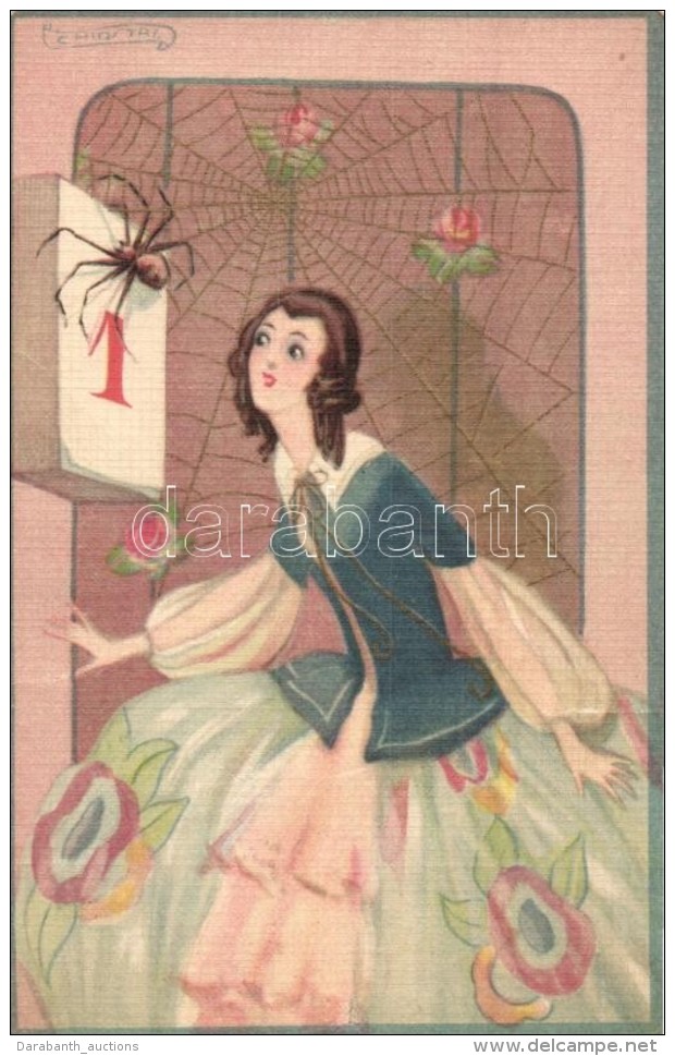 ** T2/T3 Italian Art Postcard, New Year, Lady With Spider, Ballerini &amp; Fratini 249. S: S. Chiostri - Sin Clasificación