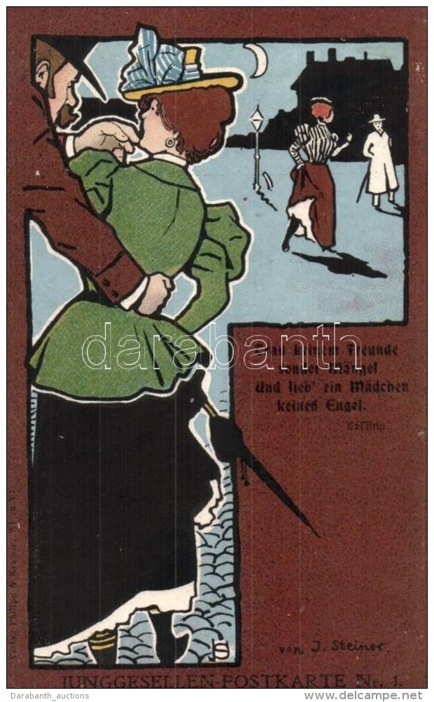 ** T3 Junggesellen-Postkarte Nr. 1. Philipp &amp; Kramer S: J. Steiner (small Tear) - Sin Clasificación