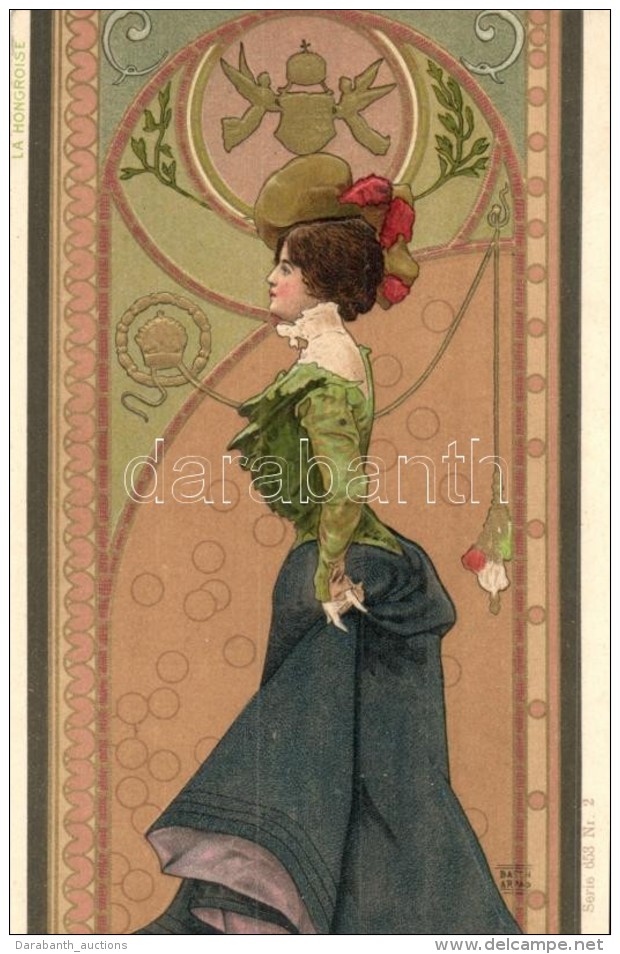 ** T2 La Hongroise / Hungarian Lady. Art Nouveau Art Postcard. Serie 653. Nr. 2. Emb. Litho S: Basch... - Sin Clasificación