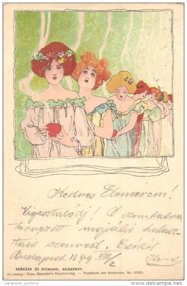 T2 1899 Art Nouveau, Szénásy és Reimann / Theo. Stroefer's Kunstverlag. Postkarte Der Modernen... - Sin Clasificación