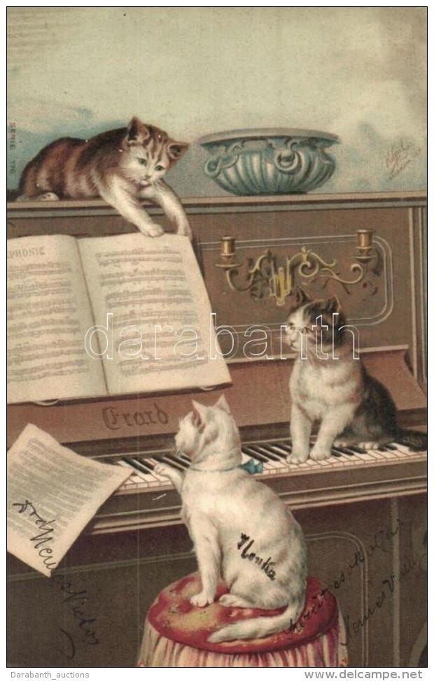 T2 Cats Playing Th Piano, Litho - Sin Clasificación