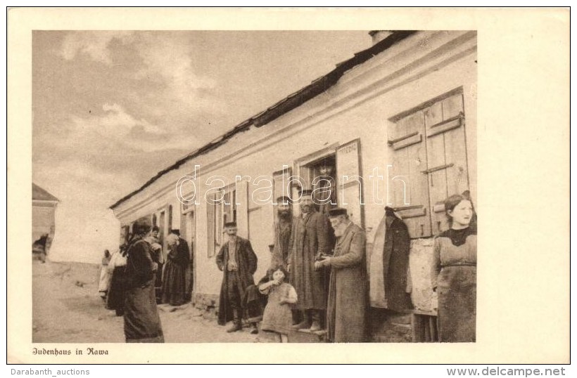 ** T2 Rava-Ruska, Rawa; Judenhaus / Jewish House With Jew People In Front. Judaica - Sin Clasificación