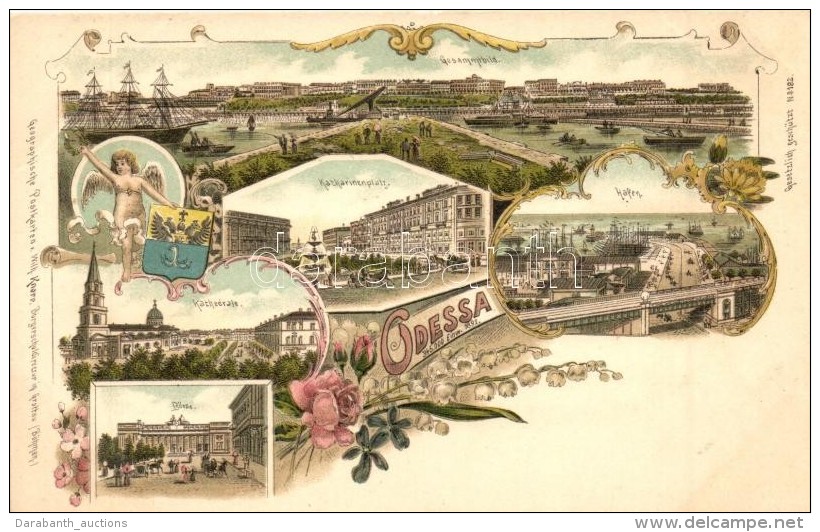 ** T1/T2 Odessa. Geographische Postkarte V. Wilhelm Knorr No. 182. Art Nouveau Floral Litho - Sin Clasificación