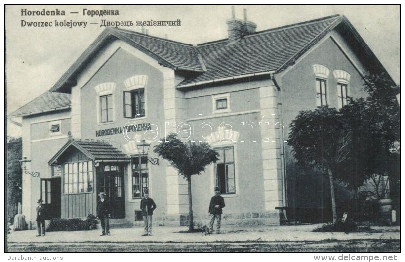 ** T1/T2 Horodenka, Dworzec Kolejowy. Nakladem C. Herman / Railway Station - Unclassified
