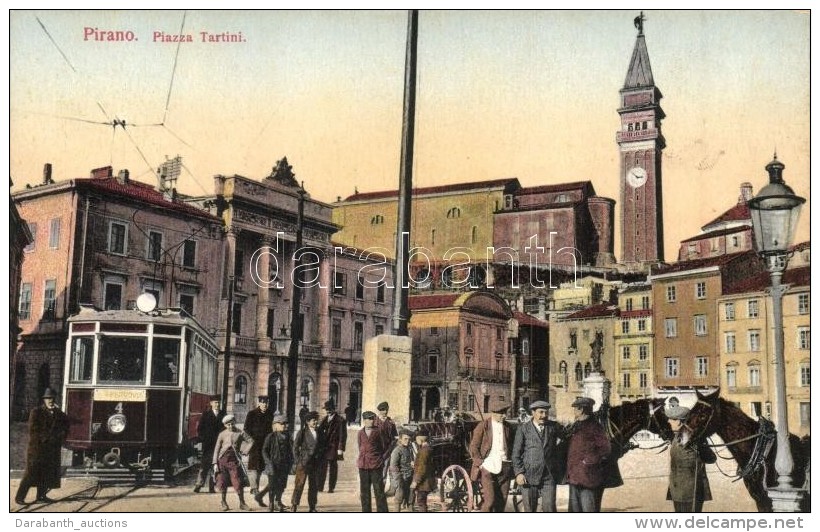 ** T1/T2 Piran, Pirano; Piazza Tartini / Square, Tram Line 4 - Sin Clasificación