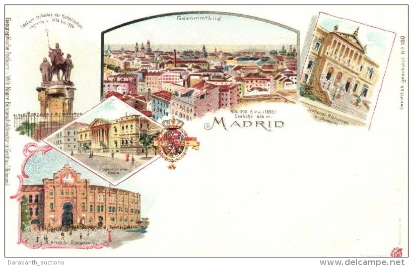 ** T1/T2 Madrid, Geographische Postkarte V. Wilhelm Knorr No. 150. Art Nouveau Litho - Sin Clasificación
