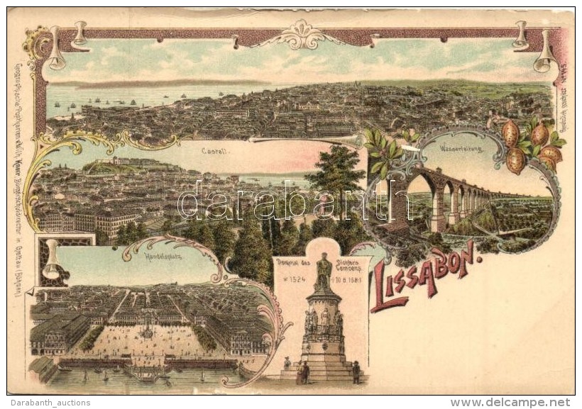 ** T3/T4 Lisbon, Lissabon; Geographische Postkarte V. Wilhelm Knorr No. 145. Art Nouveau Litho (small Tears) - Sin Clasificación