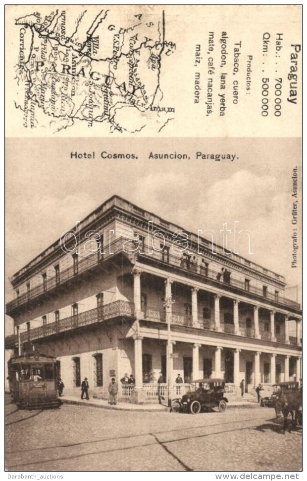 * T2 Asunción, Hotel Cosmos, Trams With Automobile, Map. Photografo Grüter - Sin Clasificación