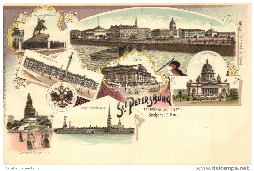 ** T2/T3 Saint Petersburg, Geographische Postkarte V. Wilhelm Knorr No. 180. Art Nouveau Litho - Sin Clasificación