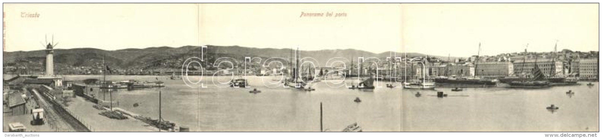 T2 Trieste, Panorama Del Porto / Three-tiled Panoramacard. Trenkler Co. - Sin Clasificación
