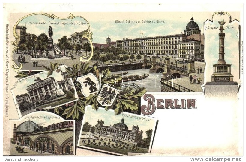 ** T2/T3 Berlin, Stadtbahnhof Friedrichstrasse. Geographische Postkarte V. Wilhelm Knorr No. 41. Art Nouveau Litho... - Sin Clasificación