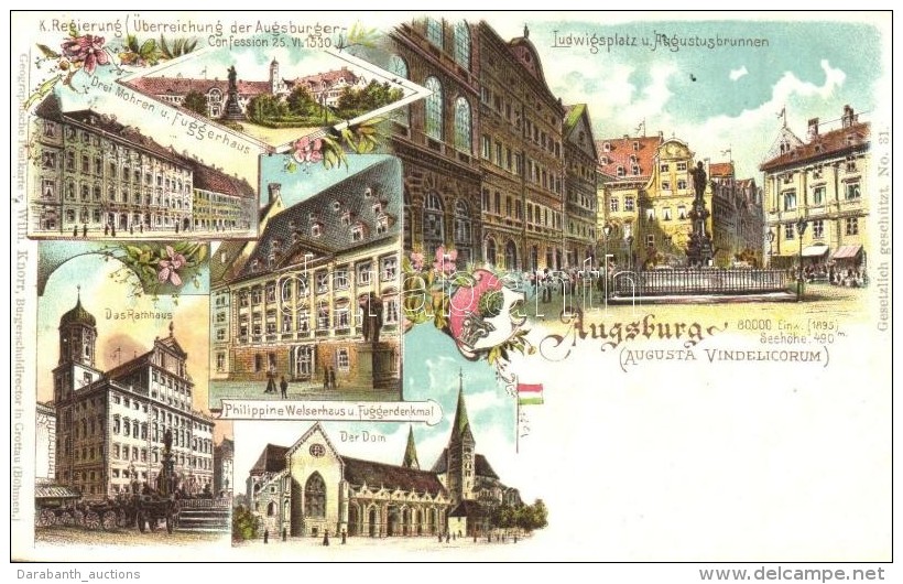 * T2/T3 Augsburg. Geographische Postkarte V. Wilhelm Knorr No. 31. Art Nouveau Litho (fl) - Sin Clasificación