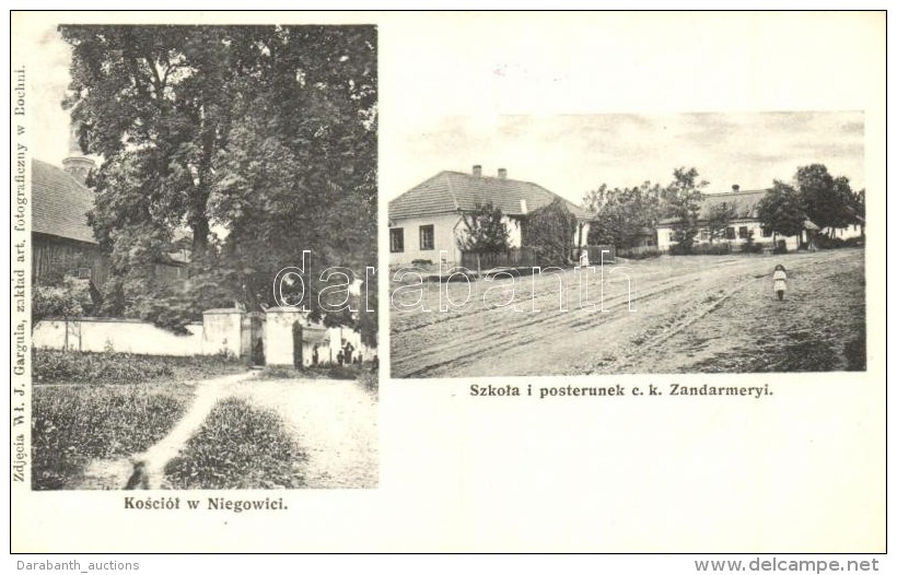 * T2 Niegowic, Kosciol, Szkola I Posterunek C.k. Zandarmeryi / Church, Streets, Gendarmerie - Sin Clasificación