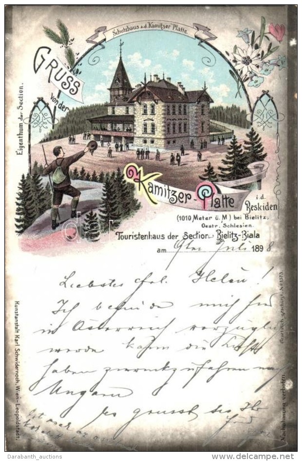 T2 1898 Beskidy, Beskiden; Szyndzielnia, Schutzhaus Auf Der Kamitzer Platte Bei Bielitz / Tourist House, 'Gruss... - Sin Clasificación