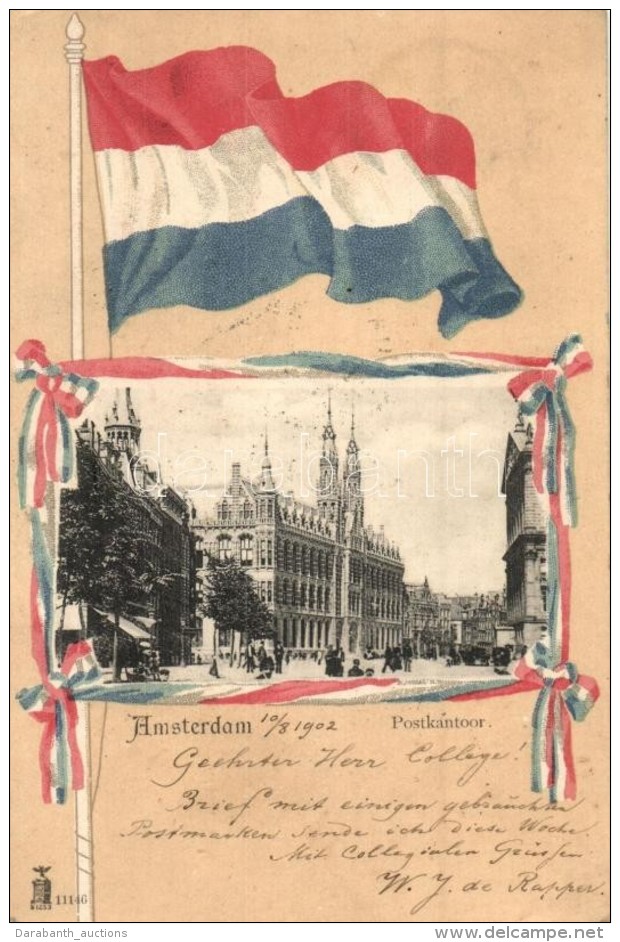 T2 Amsterdam, Postkantoor / Post Office, Dutch Flag, Litho - Sin Clasificación