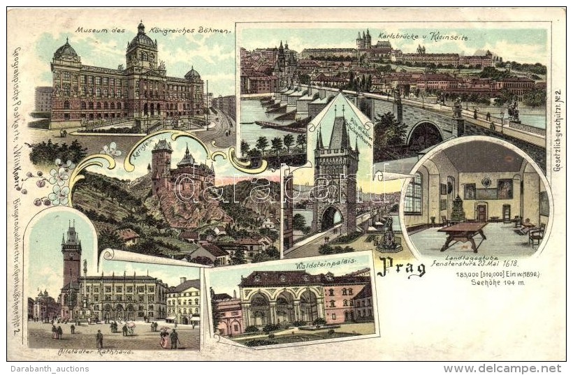 ** T2 Praha, Prag; Geographische Postkarte V. Wilhelm Knorr No. 2. Art Nouveau Litho - Sin Clasificación