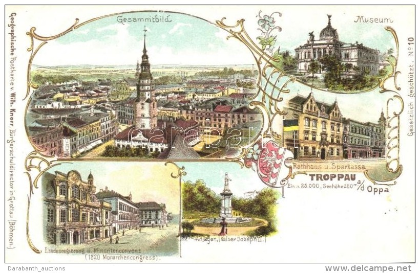 ** T2 Opava, Troppau; Museum, Rathaus, Sparkasse, Minoritenconvent. Geographische Postkarte V. Wilhelm Knorr No.... - Sin Clasificación