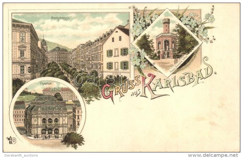 * T1/T2 Karlovy Vary, Karlsbad; Parkstrasse, Franz Joseph's Höhe, Theater / Promenade, Lookout Tower, Theatre,... - Sin Clasificación