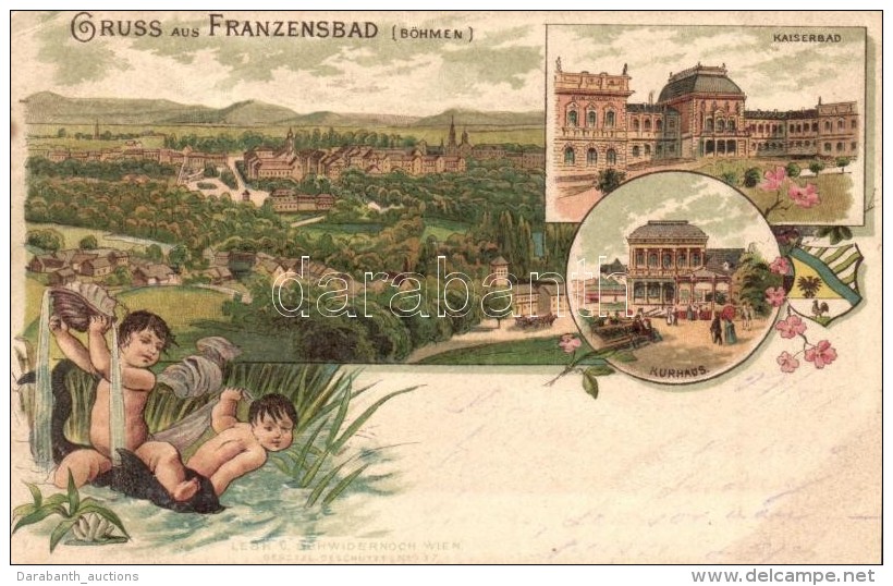 T2/T3 1899 Frantiskovy Lazne, Franzensbad; Kurhaus, Kaiserbad / Spa, Lesk &amp; Schwidernoch Floral Litho (EK) - Sin Clasificación