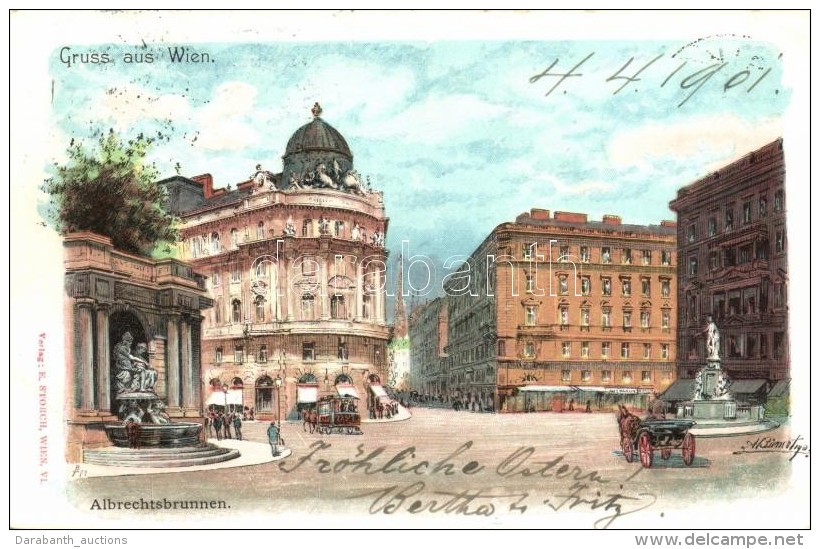 T2 Vienna, Wien; Albrechtsbrunnen / Fountain, E. Storch Litho S: Bienert - Sin Clasificación