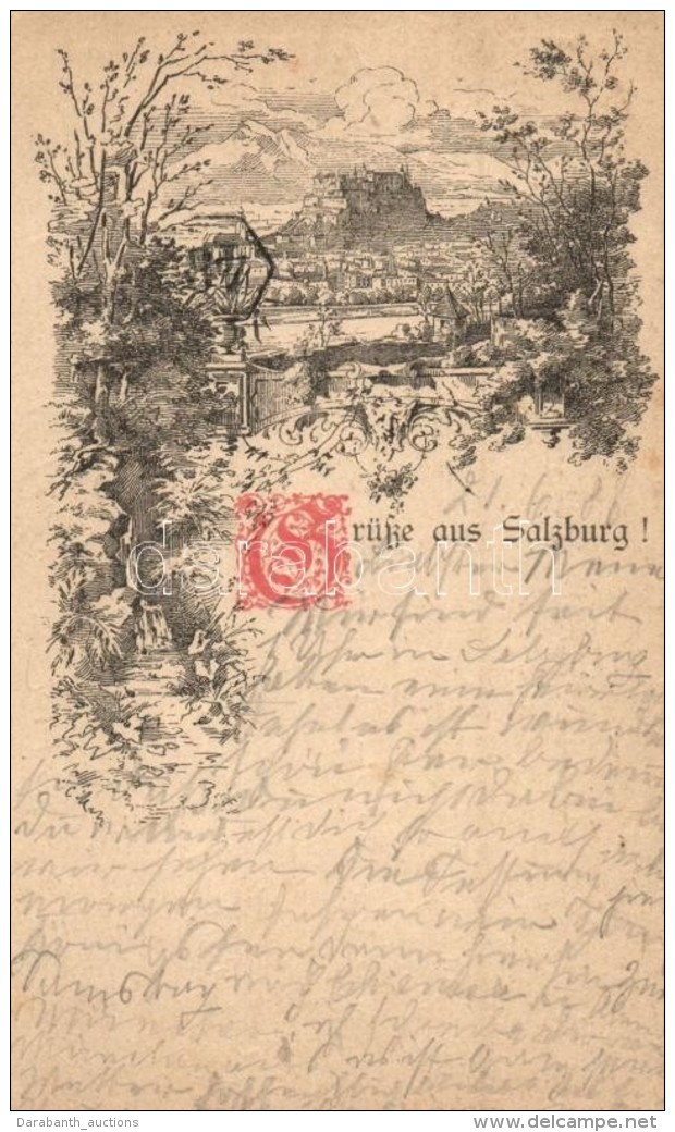 T2/T3 1888 (Vorläufer!!!) Salzbrug, Grüsse Aus... Extremely Rare Early Floral Postcard (EK) - Sin Clasificación