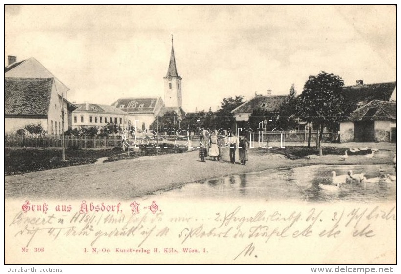 T2 1899 Absdorf, Square With Church, Kunstverlag H. Kölz - Sin Clasificación