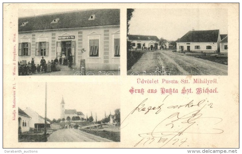 T2 1899 Pusztaszentmihály, Sankt Michael Im Burgenland; Utcák, Matisovics Pál üzlete... - Sin Clasificación