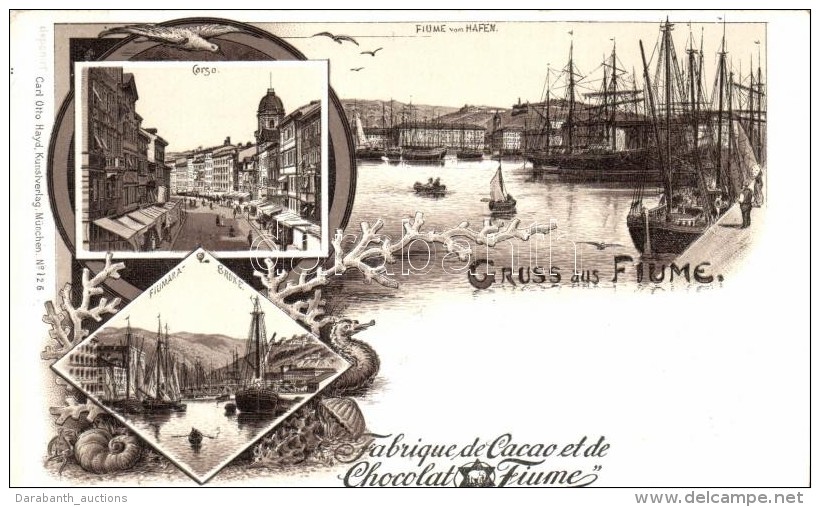 ** T1 Fiume, Corso, Hafen, Fiumara Brücke / Street View, Port, Bridge; Fabrique De Cacao Et De Chocolat Fiume... - Sin Clasificación