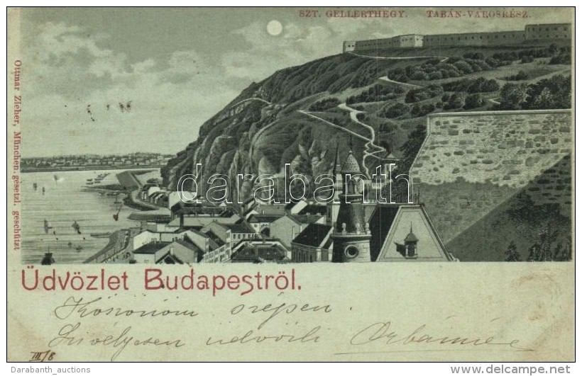 T2 1899 Budapest I. Szent Gellérthegy, Tabán Városrész; Ottmar Zieher Litho - Sin Clasificación