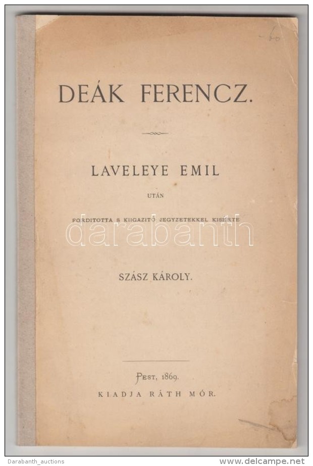 Laveleye Emil: Deák Ferencz. Fordította, Jegyzetekkel Ellátta Szász Károly.... - Sin Clasificación