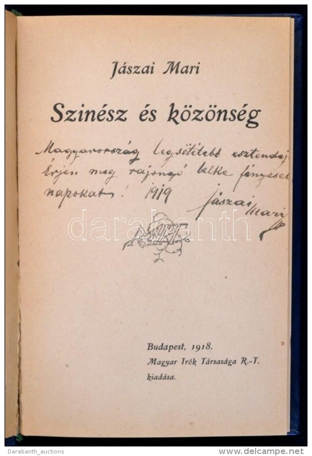 Jászai Mari (1850-1926): Színész és Közönség. Budapest, 1918, Magyar... - Sin Clasificación