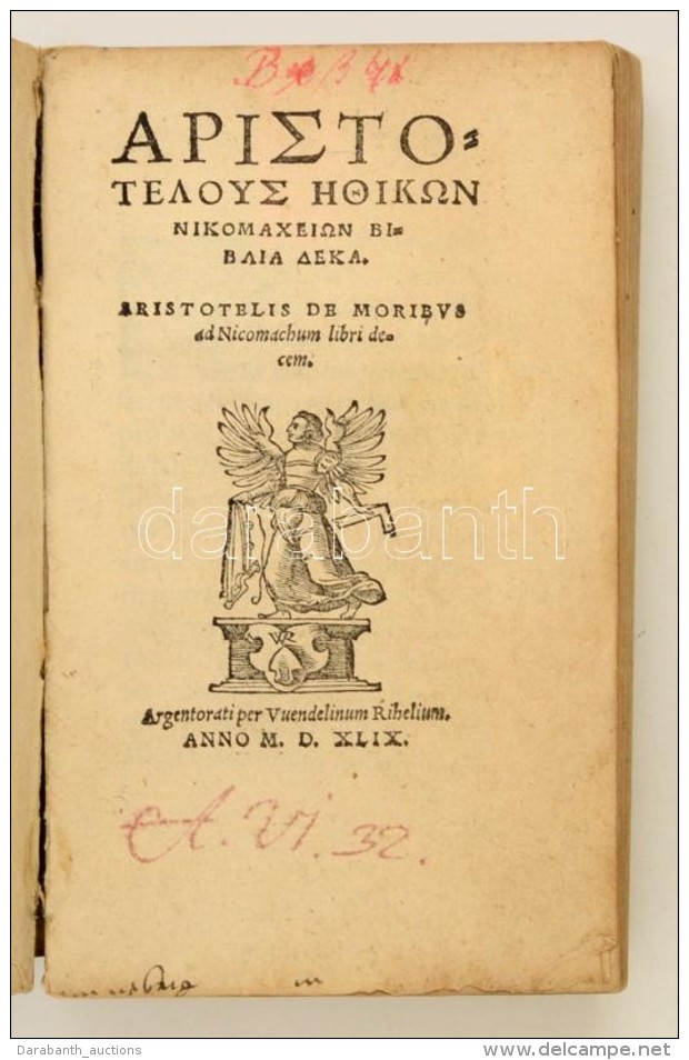 Aristotelous Ethikon Nikomacheion Biblia Deka. Aristotelis De Moribus Ad Nicomachum Libri Decem.... - Sin Clasificación