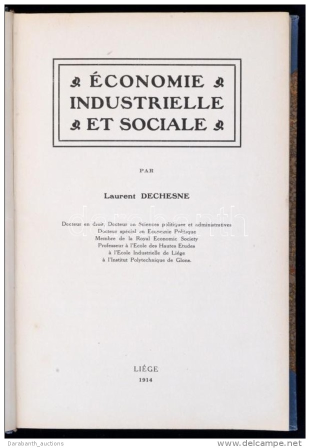 Laurent Dechesne: Économie, Industrielle, Et Sociale. Liége, 1914. Modern FélmÅ±bÅ‘r... - Sin Clasificación