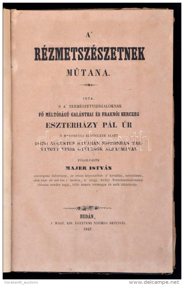 Majer István (1813-1893): A Rézmetszészetnek MÅ±tana. Budapest, 1947, Magyar Király... - Sin Clasificación