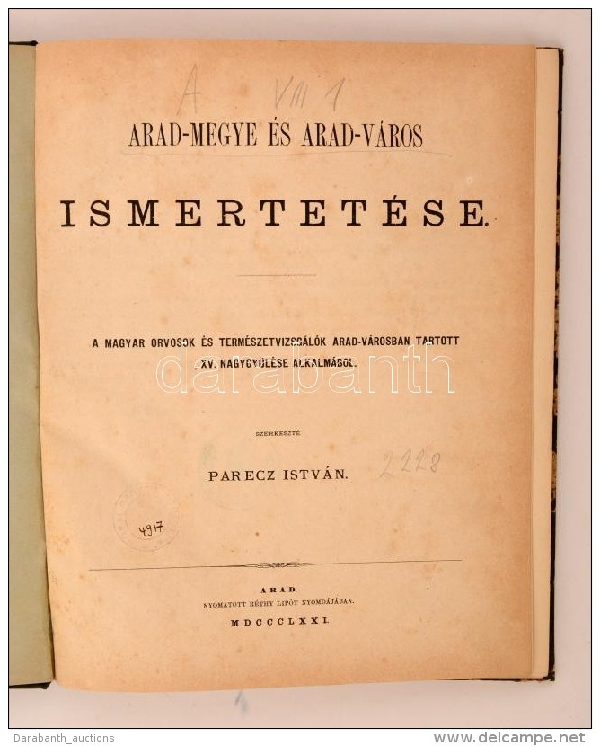 Arad-megye és Arad-város Ismertetése. A Magyar Orvosok és... - Sin Clasificación