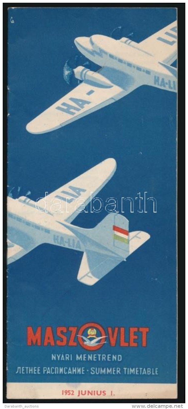 1952 Maszovlet Utazási Menetrend / Hungarian Airlines Schedule 10p. - Sin Clasificación